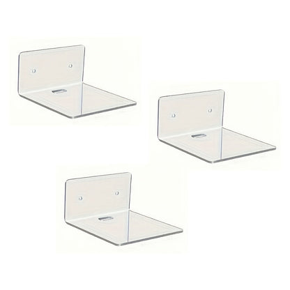 Pack of 3 Small Acrylic Floating Shelves for Wall, Ideal for Hanging Plants and Toys, Bedroom Decor Shelf with Adhesive for Picture Display