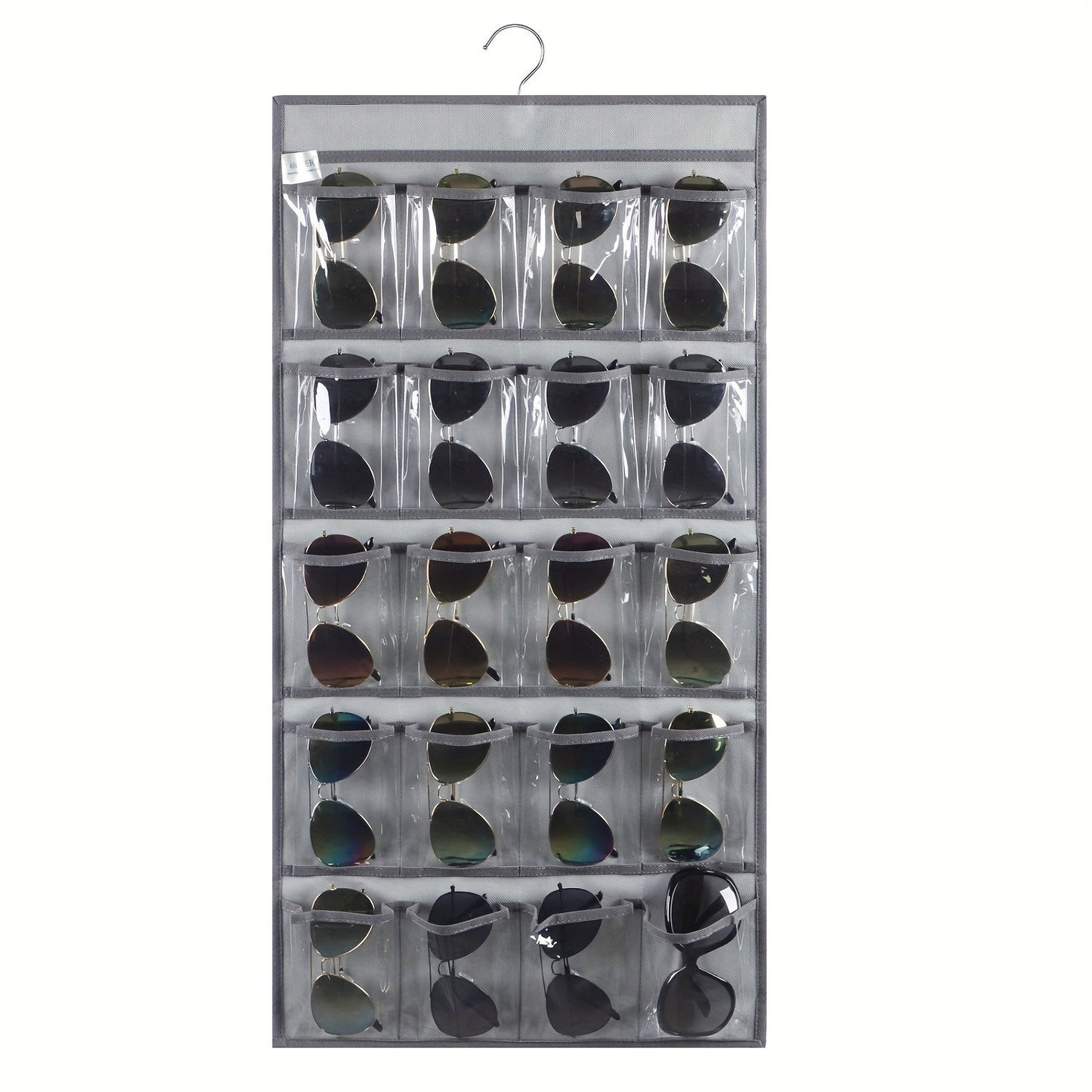 Wall Mounted Sunglasses Organizer with 20 Clear Slots for Eyeglasses