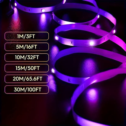 Intelligent RGB LED strip lights powered by USB, featuring music synchronization, app control, customizable modes, timer function - ideal for home decoration and creating a festive