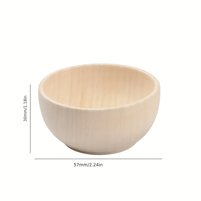 Set of 5 Natural Wooden Bowls, 30x57mm - Perfect for DIY Crafts, Home Decor, and Paintable Toys for Kids