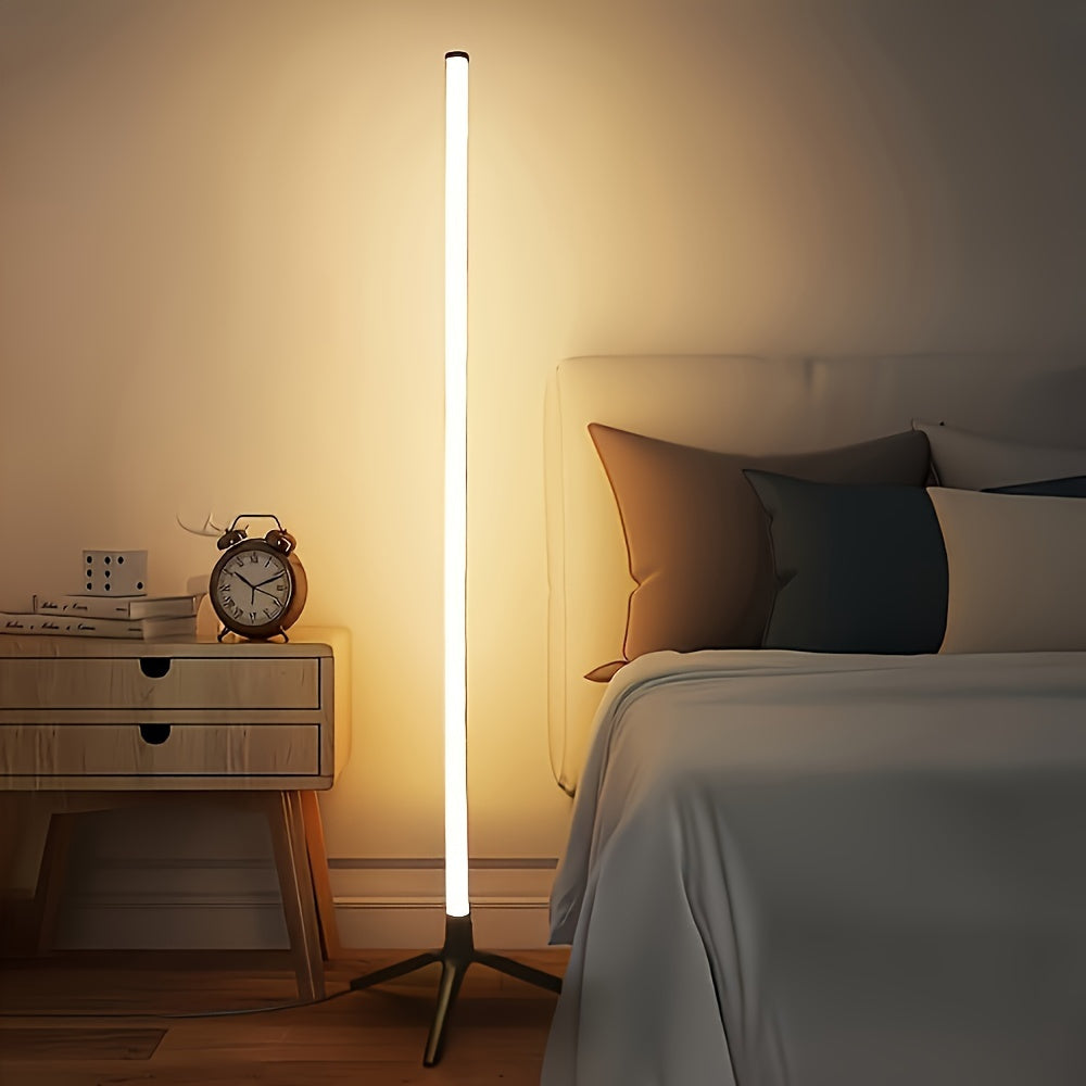 Shustar smart floor lamp features RGB lighting and remote control. Ideal for living rooms, bedrooms, and game rooms.  USB-powered with Scandinavian design.