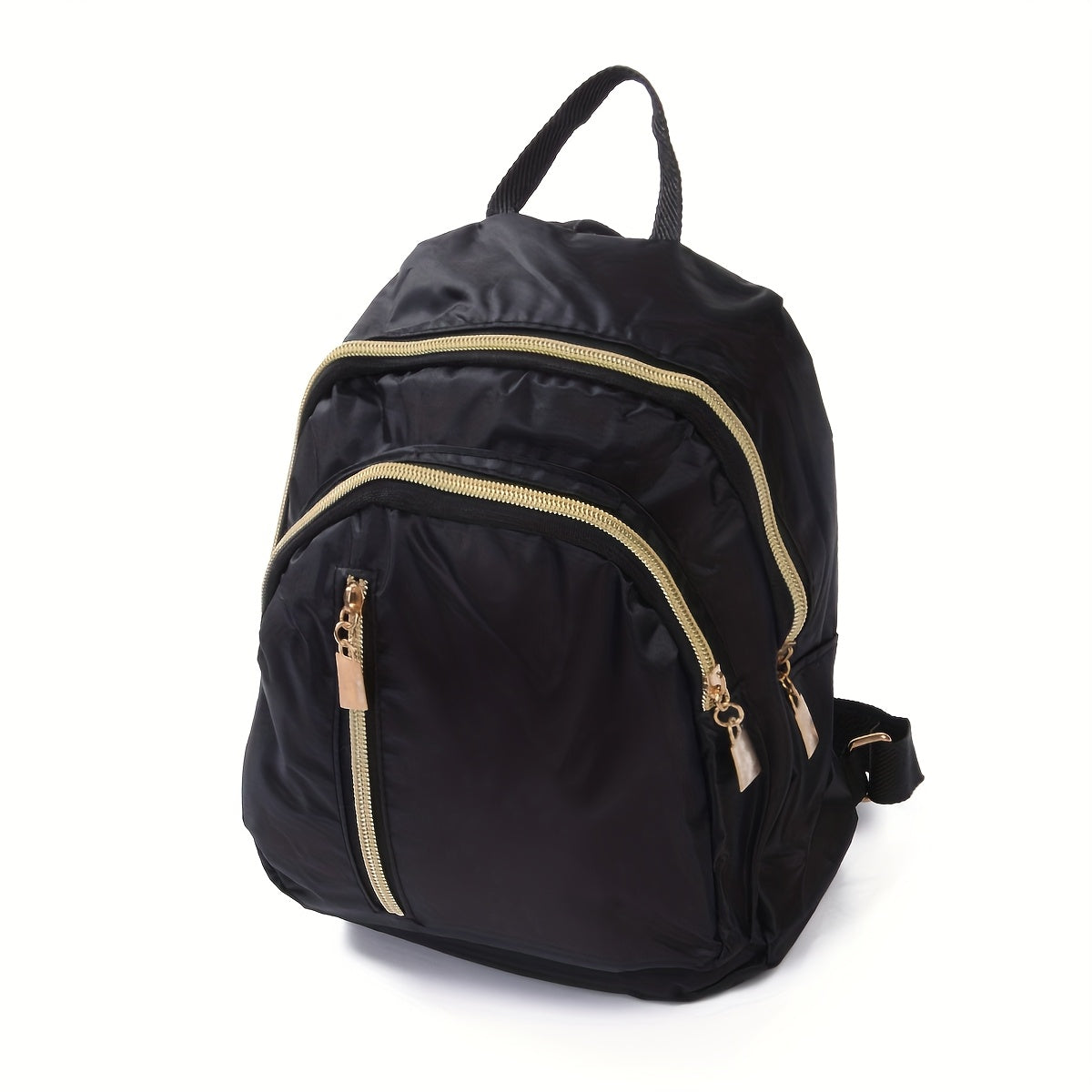 Spice Girl Chic Backpack in Black & Gold - Durable Polyester, Multi-Compartment, Zip Closure, Great for Travel & Daily Use.