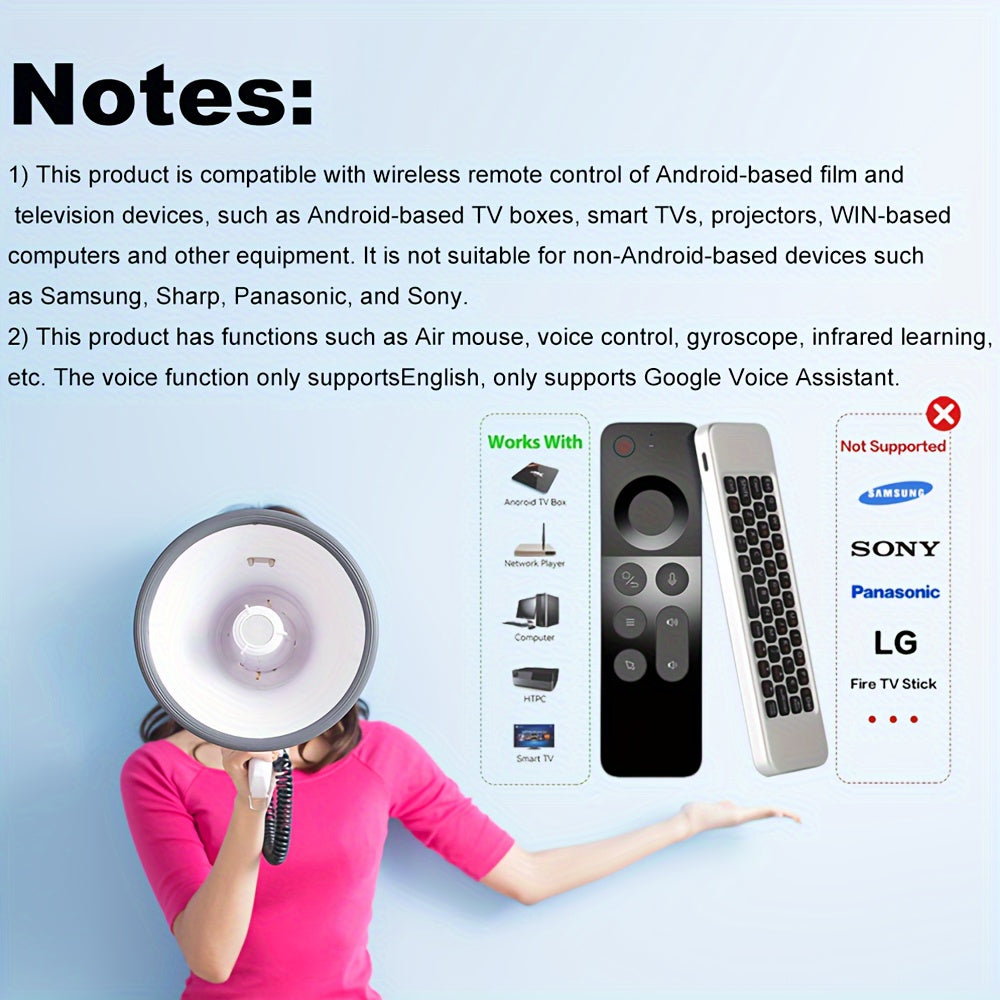 W3 Air Mouse Remote with Voice and Motion Control, Keyboard, Infrared, and Learning Function.