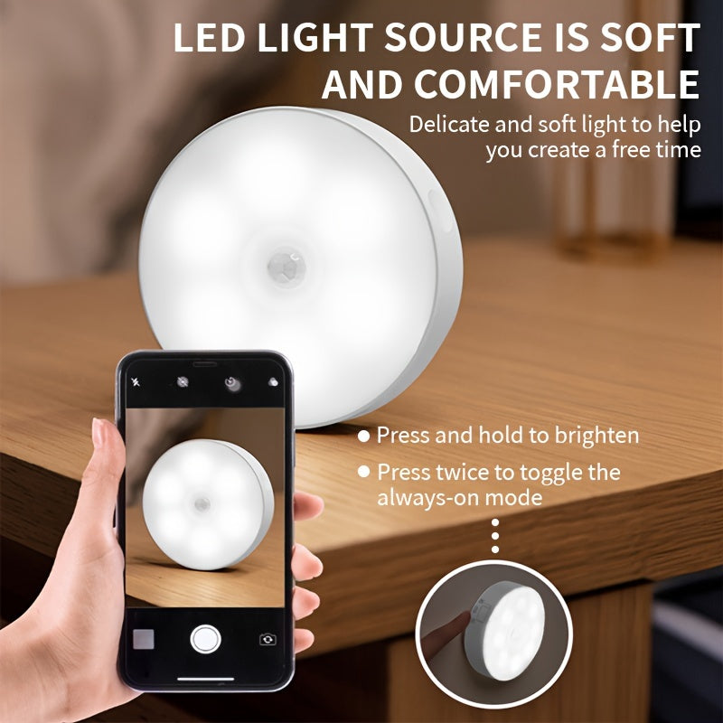 6 pieces of smart LED table lamps with motion sensor, USB rechargeable, perfect for reading and suitable for various rooms.