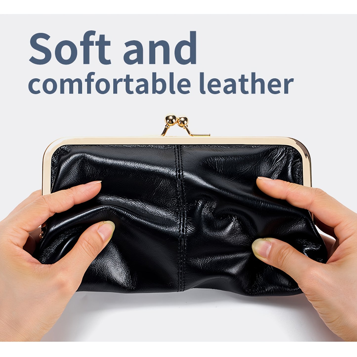 Vintage Genuine Leather Long Clutch Wallet for Women with Multifunctional Features, Retro Style Accessory with Goldtone Hardware