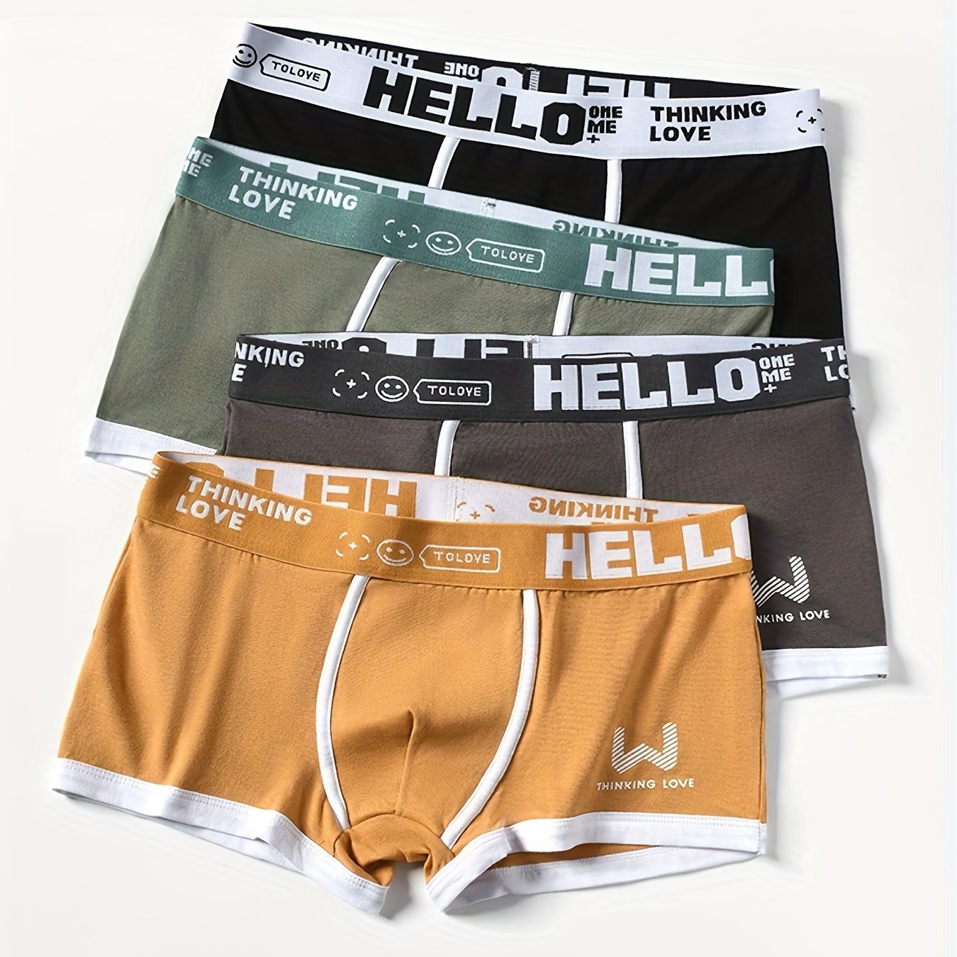 4 pieces of men's cotton boxer briefs for daily wear, soft and stretchy.