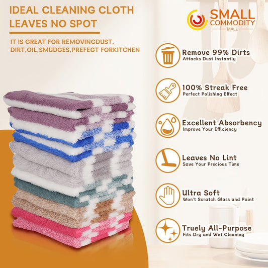 This assortment includes 36 pieces of ultrafine coral fleece striped cleaning cloths, with 24 pieces of absorbent coral fleece cloths and 12 pieces of kitchen towel dusting cloths. These six colors are randomly mixed and measure 30.0cm x 30.0cm. Suitable