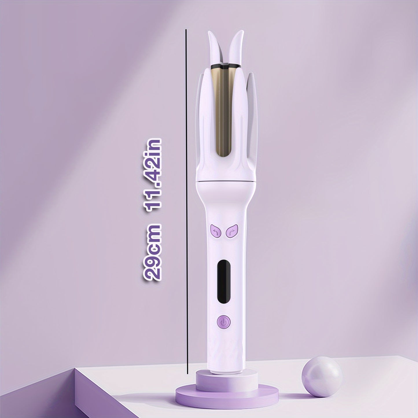 GENAI 28mm Large Barrel Automatic Hair Curler with 4 Temperature Modes, Negative Ion Generator, Timer & Auto Shut-Off, Stylish Purple & Golden Design for Easy Use by Women.