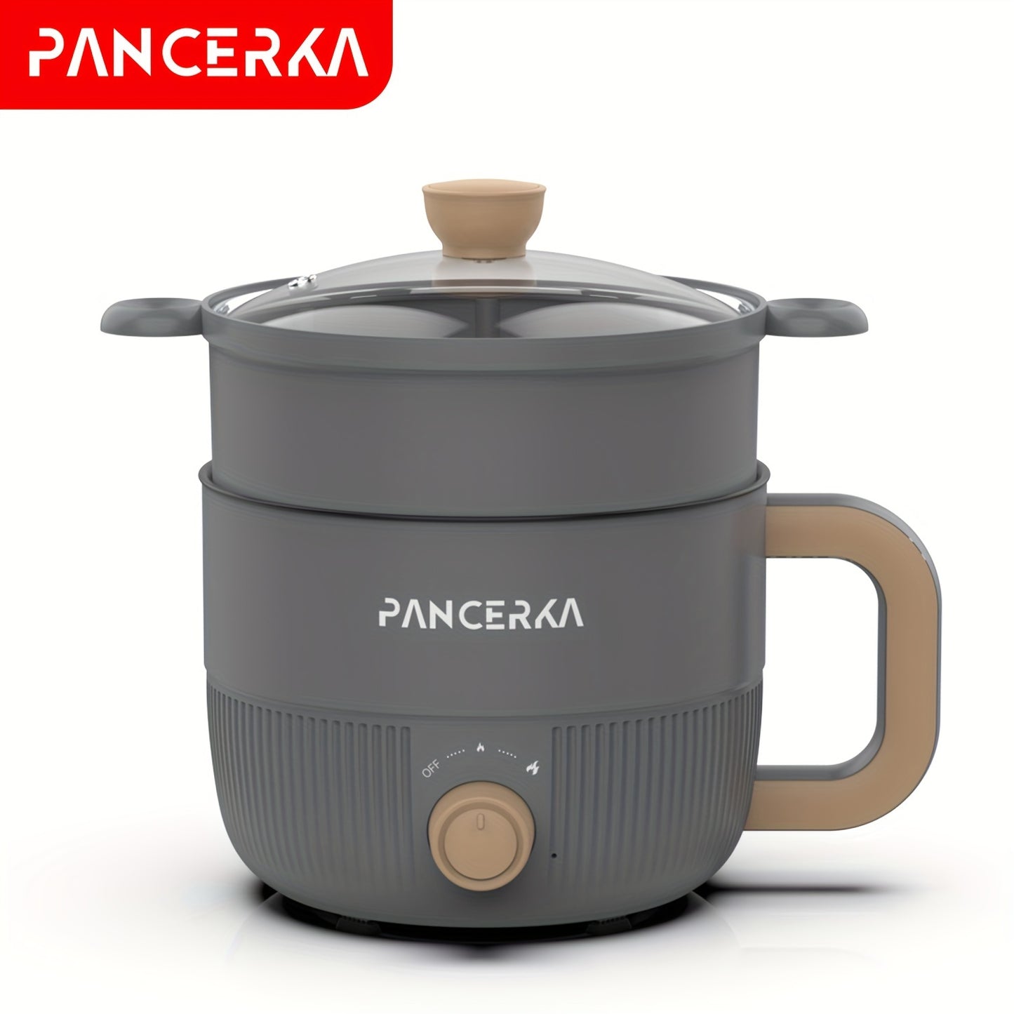 1 PANCERKA Electric Cooker, 1.0L Non-Stick Steamer with Mechanical Buttons, 220-240V, European Standard Plug, No Battery Needed