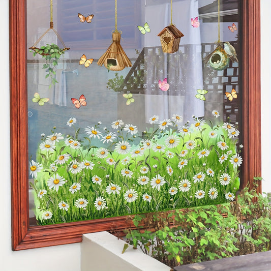 Decorate your living room, bedroom, or home with our charming Daisy & Butterfly Window Clings. These reusable electrostatic decals are perfect for adding a touch of whimsy to your decor. Pair them with our birdcage and glass accessories for a complete