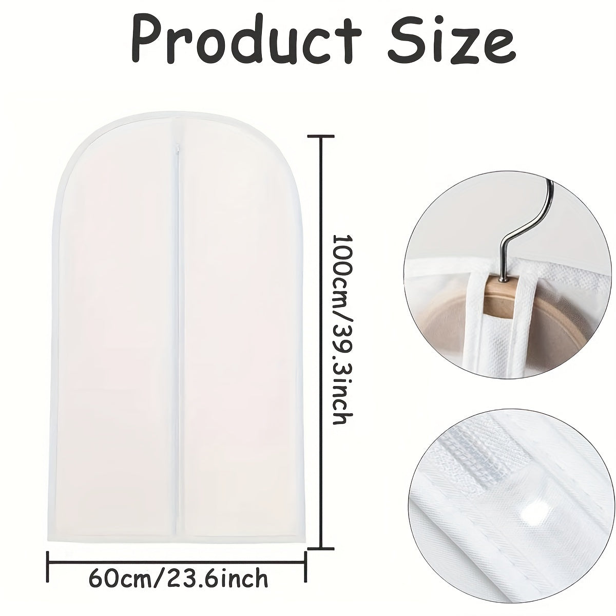 Dust-Proof Garment Bags Set of 10 for Long Dresses, Suits, and Coats - Zippered Closure, No Hooks Required - Closet Storage Solution with Protection