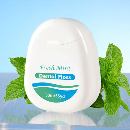 Fresh Mint Teeth Floss: Waxed PE, Cleans between teeth, slides easily into tight spaces, refreshing mint flavor, oral hygiene tool.