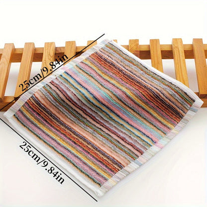 Set of 5 Stylish Kitchen Towels in Random Color Stripes, Ideal for Cleaning and Made of 100% Cotton, Perfect for Kitchen Tasks