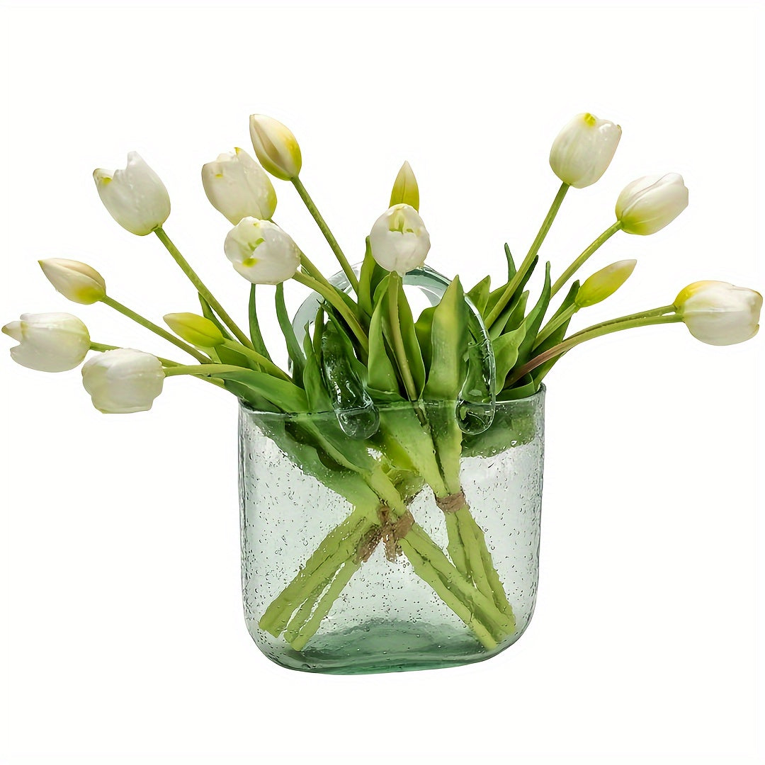 15pcs Real Touch Artificial Tulip Bouquet - Ideal for weddings, engagements, home, and garden decor. Vase not included.