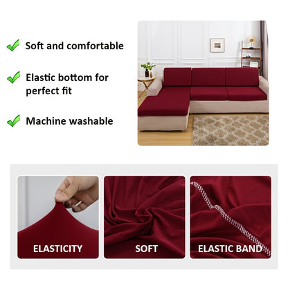 Stretch sofa seat cover to protect living room cushion.