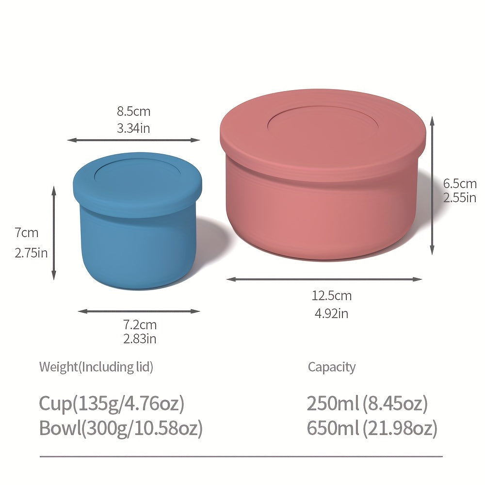 Wholesale Silicone Fresh-keeping Boxes and Bowls in Bulk for Microwave Heating, Perfect for Camping, Picnics, Office Lunches, and Tableware with Covers