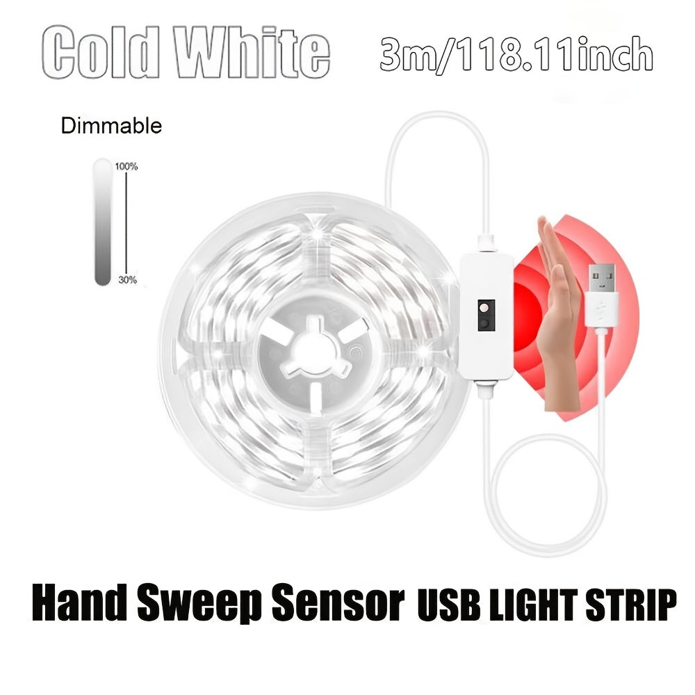 1 dona Aqlli LED Lenta Chiroqlari Harakat Sensorli, USB Quvvatlangan, Yorug'likni O'zgartirish mumkin, va Turli Sharoitlar Uchun Ideal - Oson O'rnatish, Infraqizil Sensor, USB Quvvatlangan.