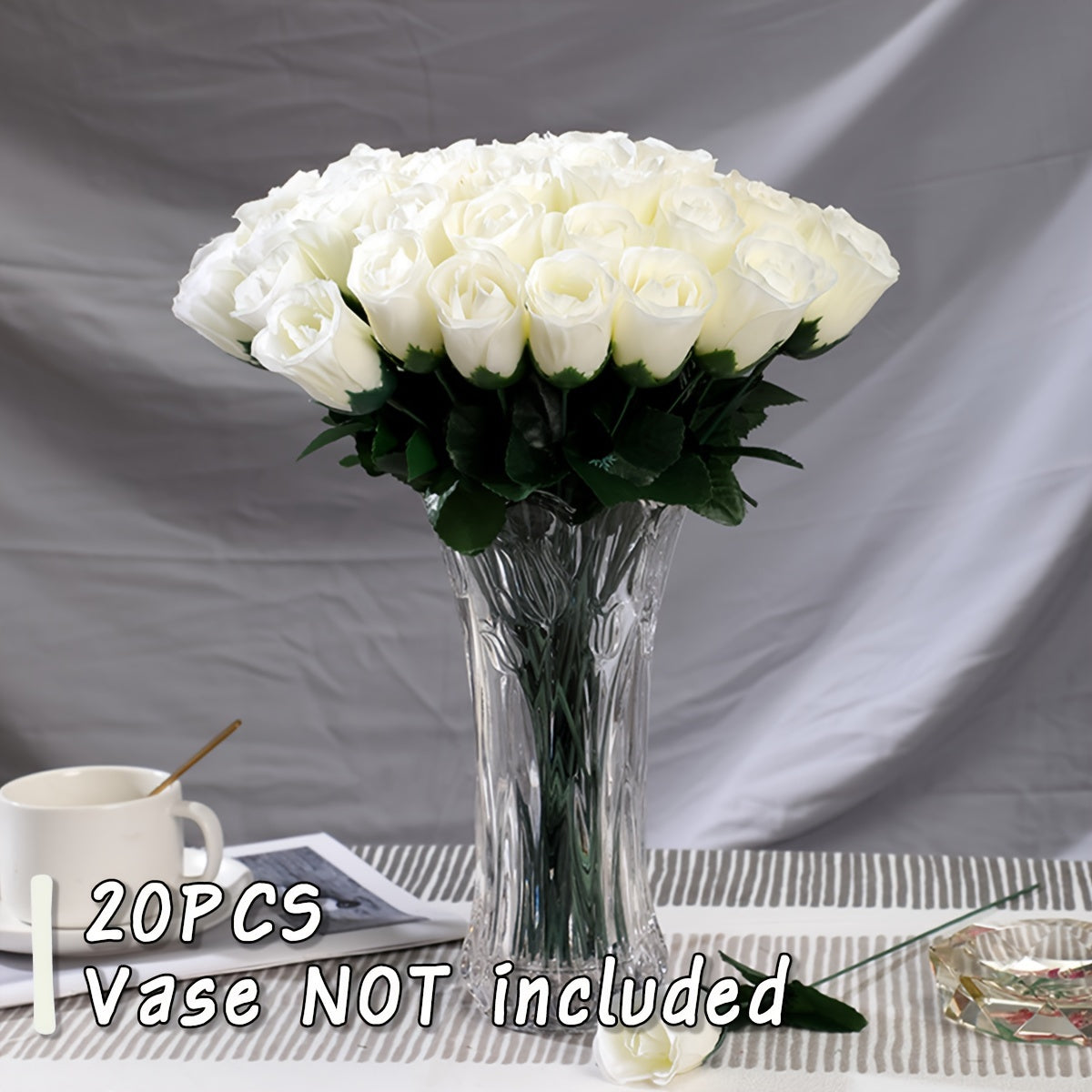 20 lifelike budding roses, 35.05cm high artificial flowers for various occasions.