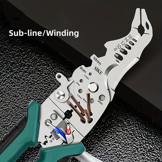 1pc Industrial Grade Wire Stripper for cutting, crimping, holding, and stripping wire.