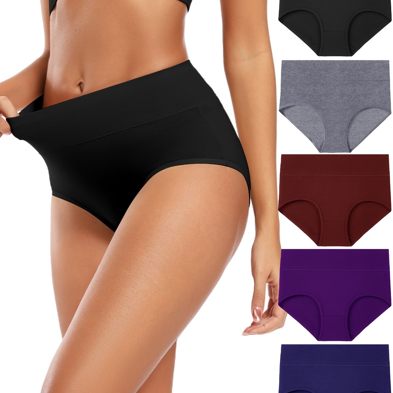 Set of 5 women's high-waisted triangle panties