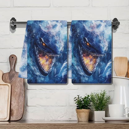 Set of 2 Ultra Soft Kitchen Towels featuring Subnautica Leviathan Design, Highly Absorbent & Machine Washable Dish Hand Towels, Size 40.64x60.96 cm - Ideal for Holiday Decor & Daily Use, Kitchen Hand Towels | Unique Artistic Design | Sturdy and