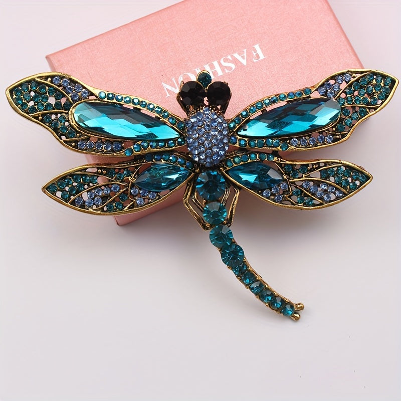 Chic Dragonfly Brooch Embellished with Shimmering Rhinestones - Stylish Animal Pin to Elevate Your Accessories Collection