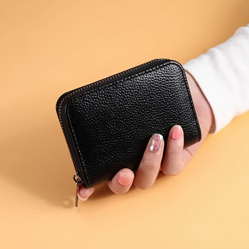 Men's casual card holder with zipper coin purse in PU leather