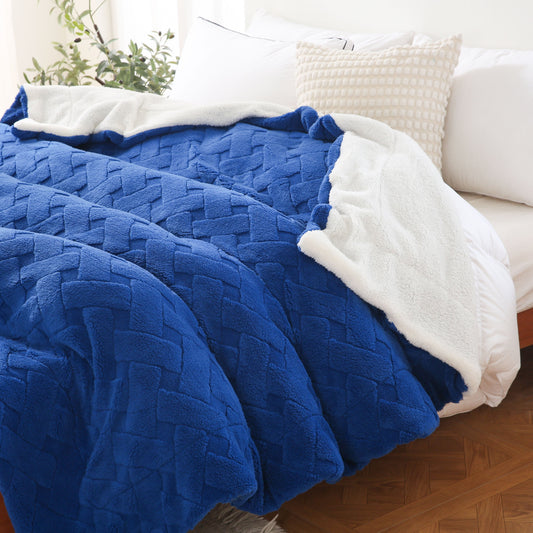 Stay cozy all year round with our 1pc Cozy Contemporary Diamond Pattern Fleece Throw Blanket. Made from a soft polyester blend with sheep fleece composite, this blanket offers all-season warmth and is perfect for use in the bedroom, on the sofa, in the