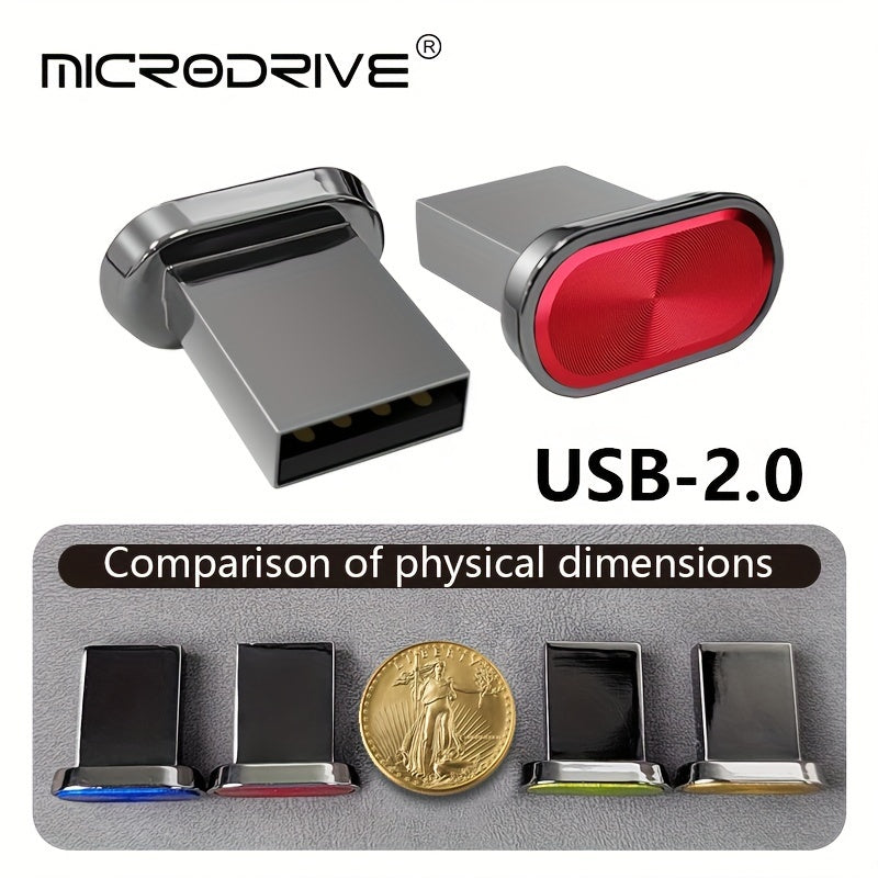 MICRODRIVE USB 2.0 Flash Drives - High-speed metal pen drive with portable button design. Available in multiple capacities: 8GB, 16GB, 32GB, 64GB, 128GB. Fully compatible with PC, laptop