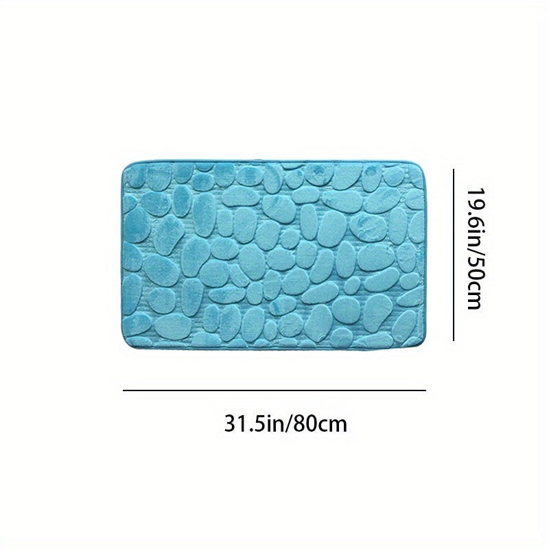 Pebble Embossed Non-Slip Bathroom Bath Mat Set with Memory Foam - Super Soft, Absorbent, and Quick-Drying Rug for Comfort and Safety. Machine Washable and Thick for a luxurious feel in your bathroom.