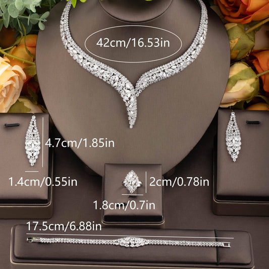 Elegant Vintage-Inspired Cubic Zirconia Cut-Out Jewelry Set, Perfect for Bridal Parties