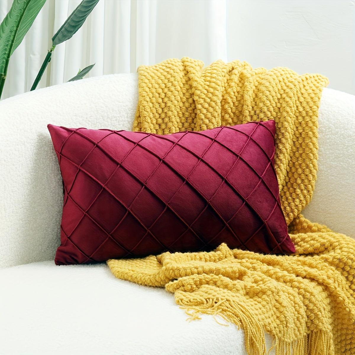 Modern Argyle Throw Pillow Case made of polyester velvet for soft, comfortable home, office, living room, and sofa décor (Pillow core not included).