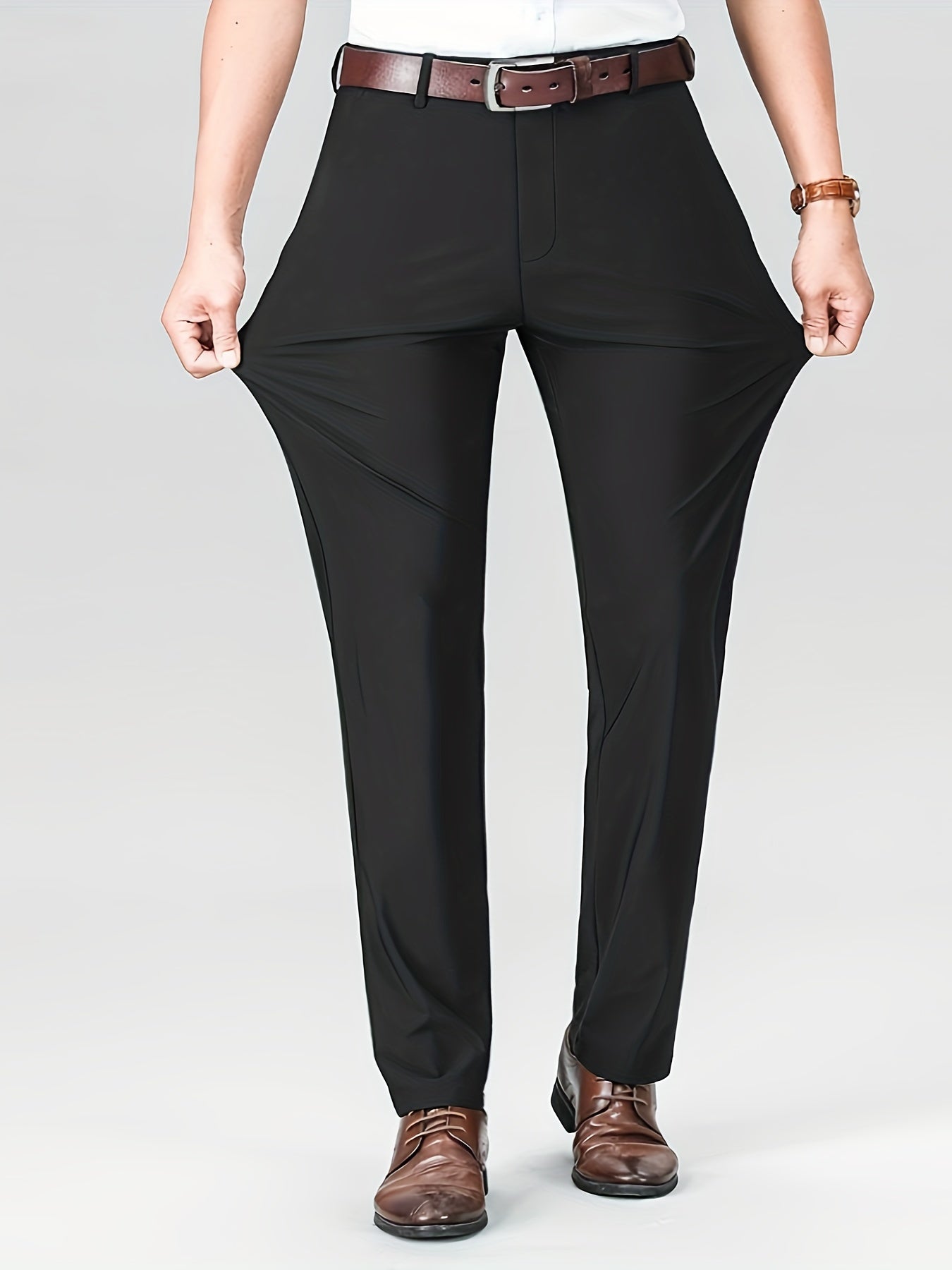 Men's straight suit pants are ideal for business activities and offices.