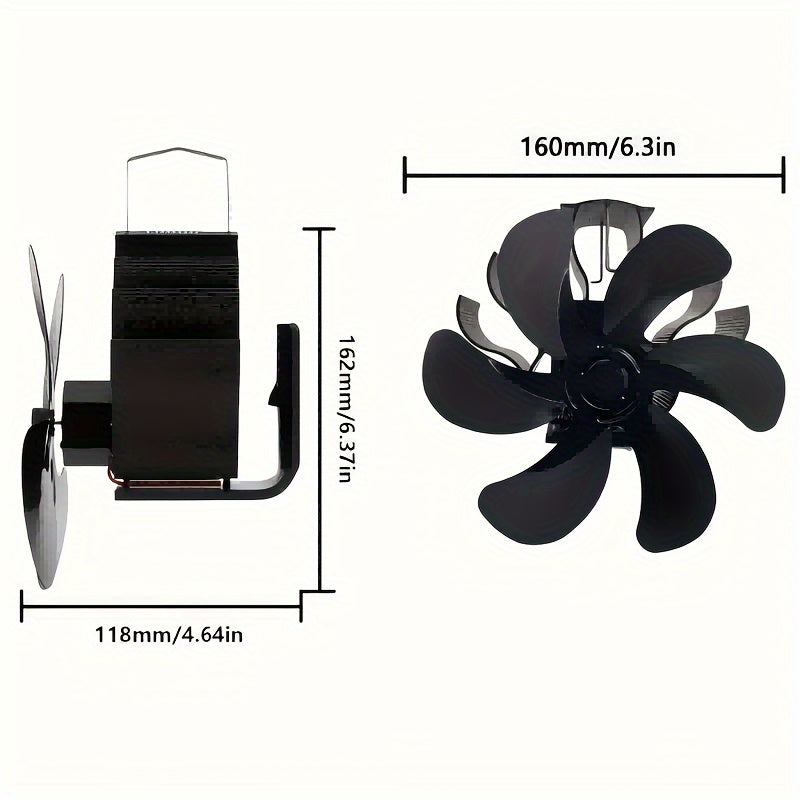 6-Blade Fireplace Fan for Wood Stoves and Chimneys - Efficiently Circulates Heat without Power, Perfect for Wood Burning, Gas, and Pellet Stoves