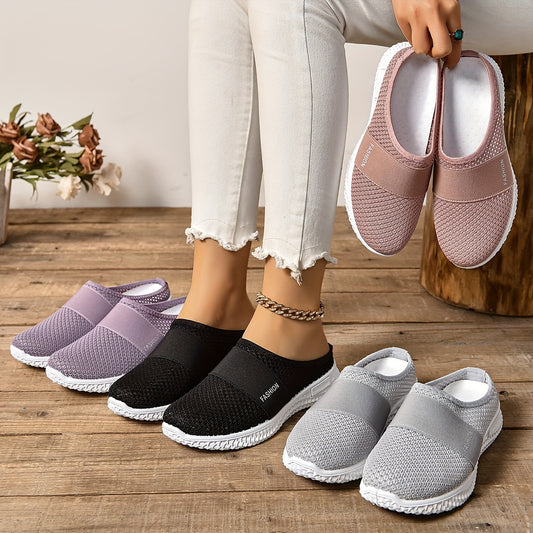 New breathable mesh half slipper shoes for women with comfortable sole for summer