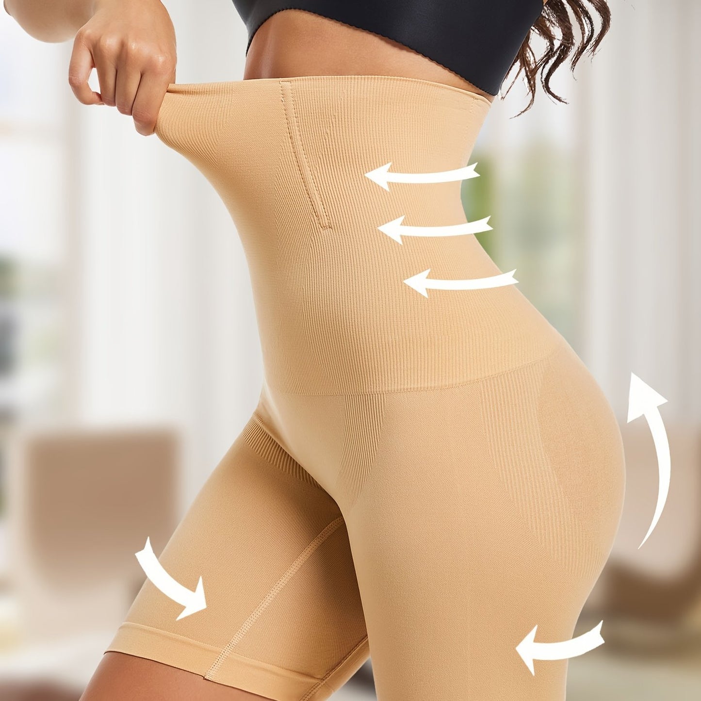 Seamless high-waist shaper shorts with tummy control and butt lift for comfortable casual wear.