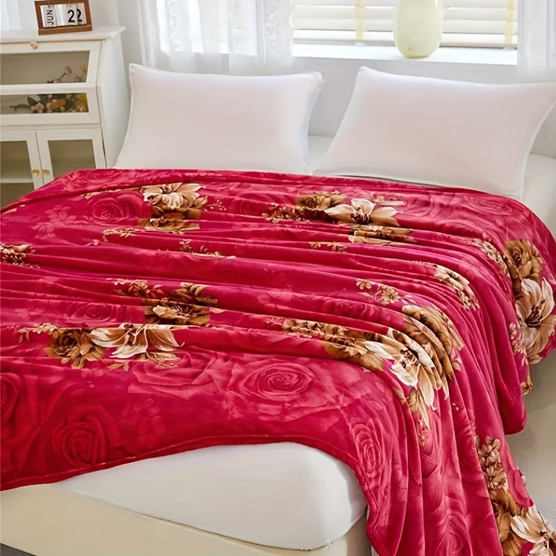 Enjoy the luxurious comfort of our Skin-friendly Classic Flower Printed Bed Blanket, a soft and warm throw pillow blanket perfect for napping, lounging on the sofa, office use, camping, or travel. This multifunctional gift blanket is suitable for all