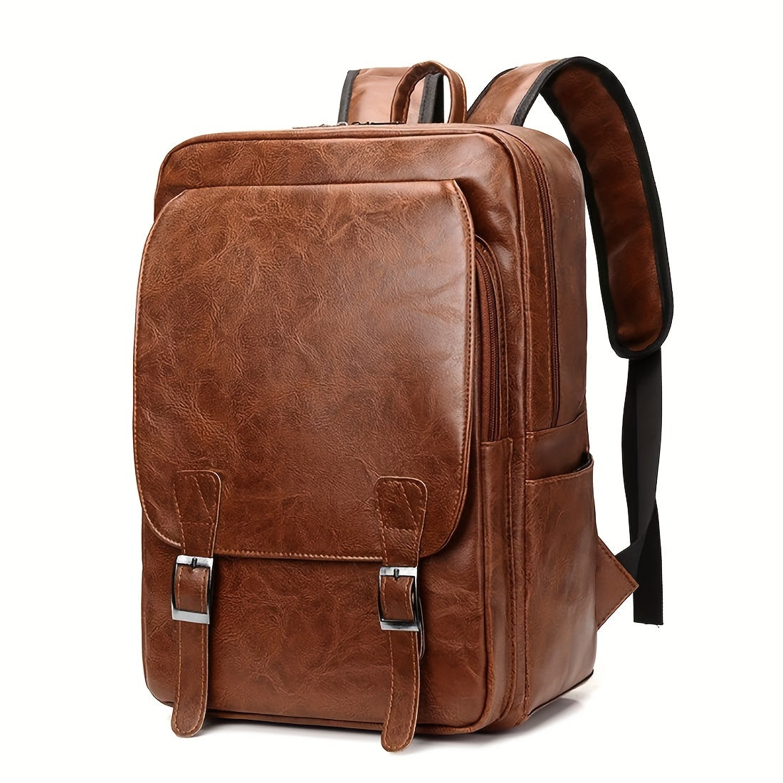 New men's backpack with genuine texture, large capacity, Korean style, suitable for business trips, computer bag, travel, and student use. This vintage-style backpack is trendy, versatile