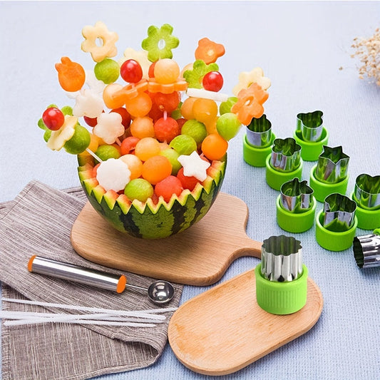 Kitchen Tool Set including Vegetable Cutter Shapes, Stainless Steel Cookie Cutters, Fruit Stamps and Molds, Chocolate Cutters, Cake Decorating Molds, Salad Making Tools, Baking Tools, Gadgets, and Accessories for Home Kitchen Use