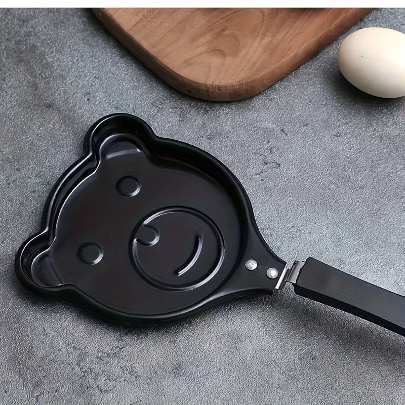 Hand Wash Only - Cute Cartoon Bear Design Non-Stick Cast Iron Mini Breakfast Skillet, Ideal for Eggs & Pancakes