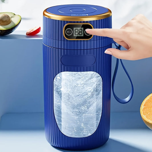 Portable Citrus Juicer Cup with USB Rechargeable 1300mAh Lithium Battery, Electric Juice Maker with Digital Display for Home and Outdoor Use, Less than 1L Capacity, Multi-Function Wireless Blender, Plastic