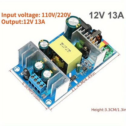 High-power switching power supply module with AC220V input and DC5V12V output options, with built-in boards available in various current capacities.