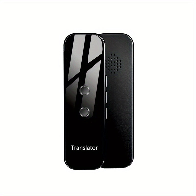 Compact language translator for travel, learning, and business, with USB charging, Wi-Fi capabilities, and a rechargeable battery.