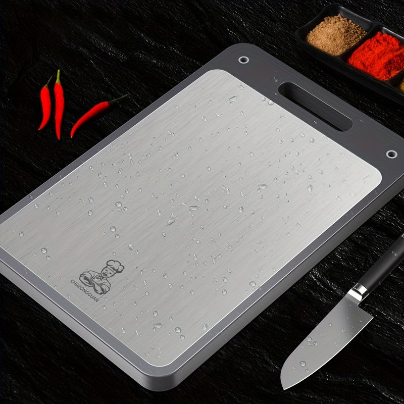 Multi-functional double-sided stainless steel cutting board for the household, which can also be used as a thickened kitchen chopping board, kneading board, rolling board, and multi-purpose board.