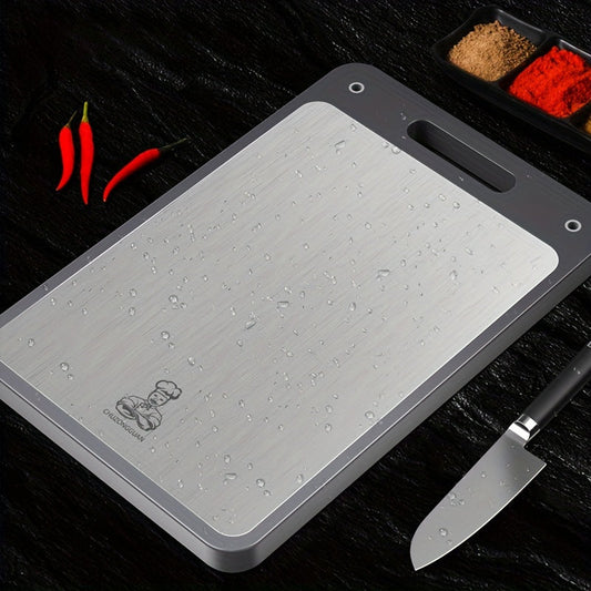 Multi-functional double-sided stainless steel cutting board for the household, which can also be used as a thickened kitchen chopping board, kneading board, rolling board, and multi-purpose board.