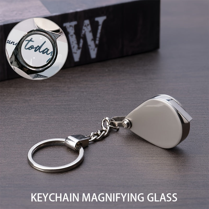 A premium gold keychain magnifying glass with high-definition glass, portable and foldable design perfect for reading small print.