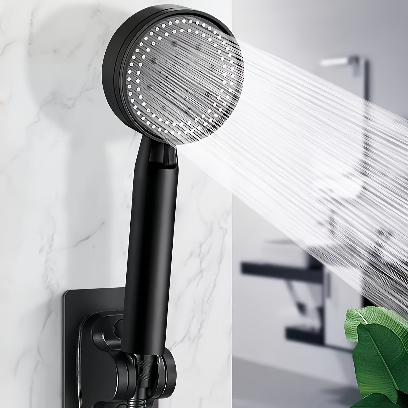 Upgrade your shower with our modern, high-pressure water-saving shower head. Featuring an adjustable bracket and flexible hose for a customizable experience. Made of PVC material, this