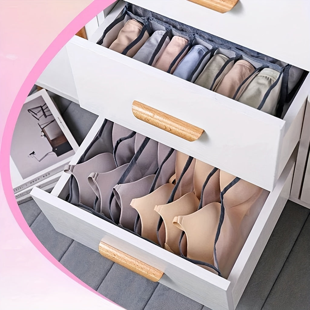 6 Pieces of Foldable Underwear Storage Dividers: Closet Organizers for Bras, Panties, Ties, Socks, Scarves, and Clothes - Includes 6, 7, and 11 Cell Options - Lightweight and Easy to Use