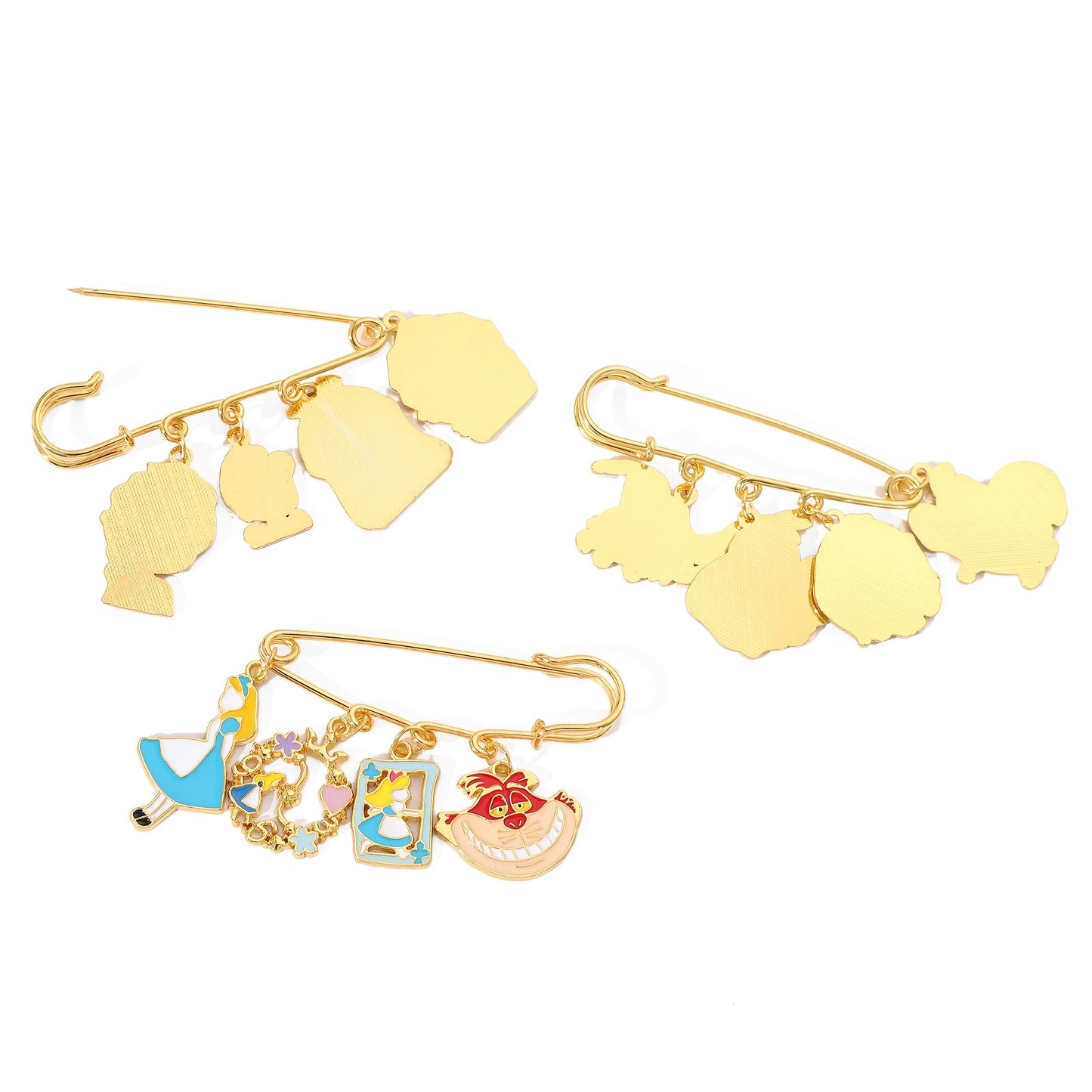 Set of 3 Adorable Cartoon Princess and Dumbo Enamel Brooch Pins, Made from Zinc Alloy Metal, Perfect for Adding a Splash of Fun to Clothes and Backpacks, Great for Daily Wear or Special Occasions Year-Round