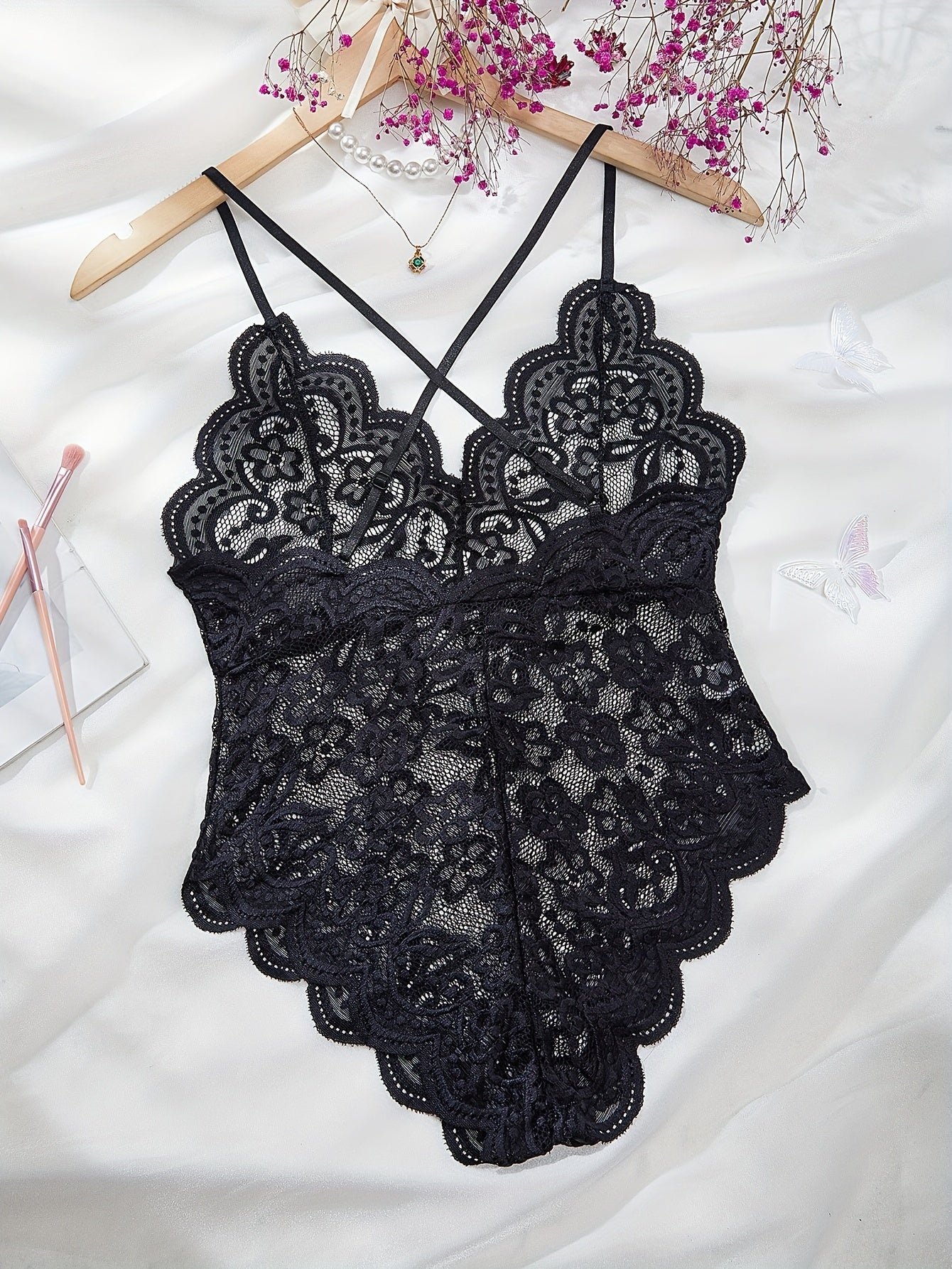 Seductive Lace Ruffled Body Suit for a Ladies Night Out